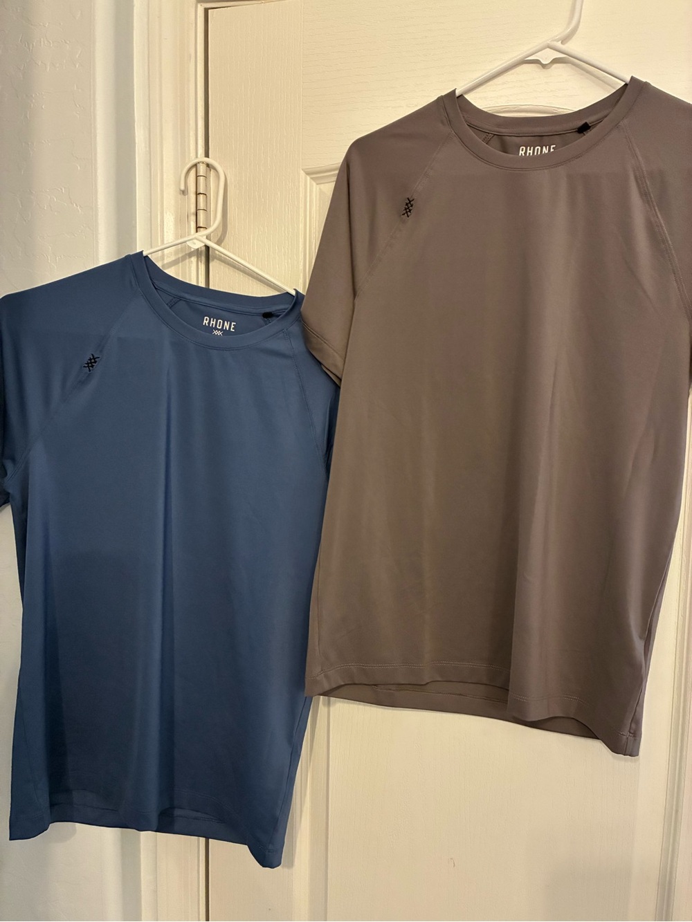 RHONE Men's Short-Sleeve Performance Tees — Blue and Taupe